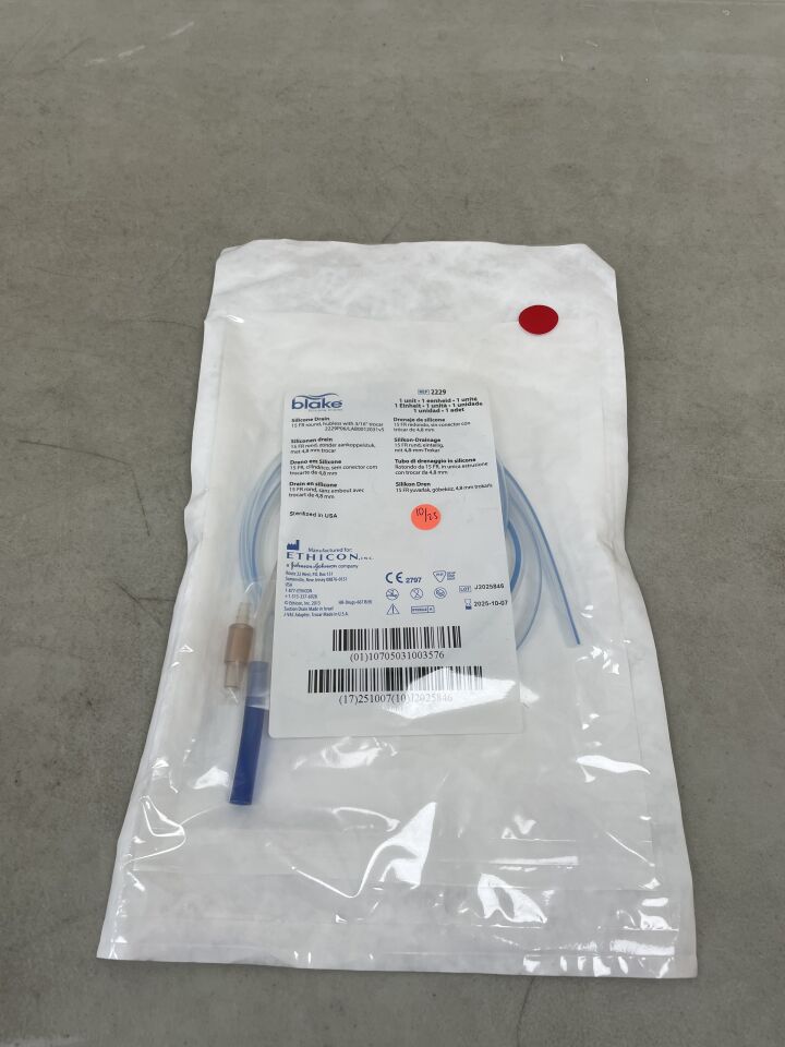 2229 - ETHICON - Blake Round Hubless Silicone Drains, 15Fr, (EA) - ( Expiry Date: 2025-10-07 )