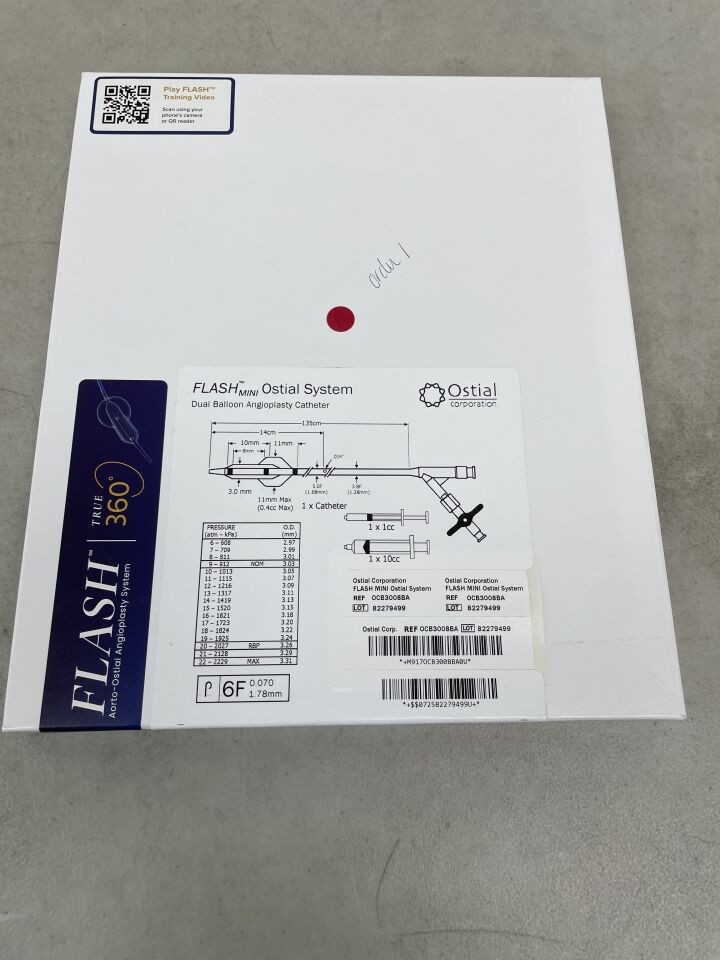 OCB3008BA - OSTIAL - Flash Dual Balloon Angioplasty Catheter, Coronary 3.0mm x 8mm, 135cm, (BX/1) - ( Expiry Date: 2025-07-31 )