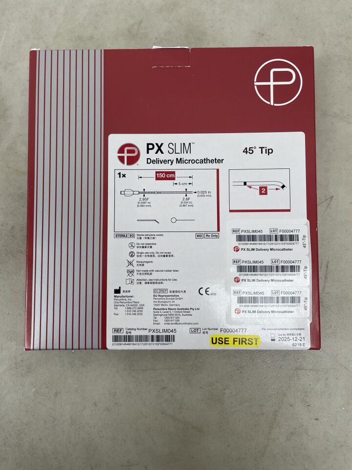 PXSLIM045 - PENUMBRA - PX SLIM Delivery Microcatheter - 45° Tip - 2.6Fr/2.95Fr x .025" x 150cm, (BX/1) - ( Expiry Date: 2025-12-21 )