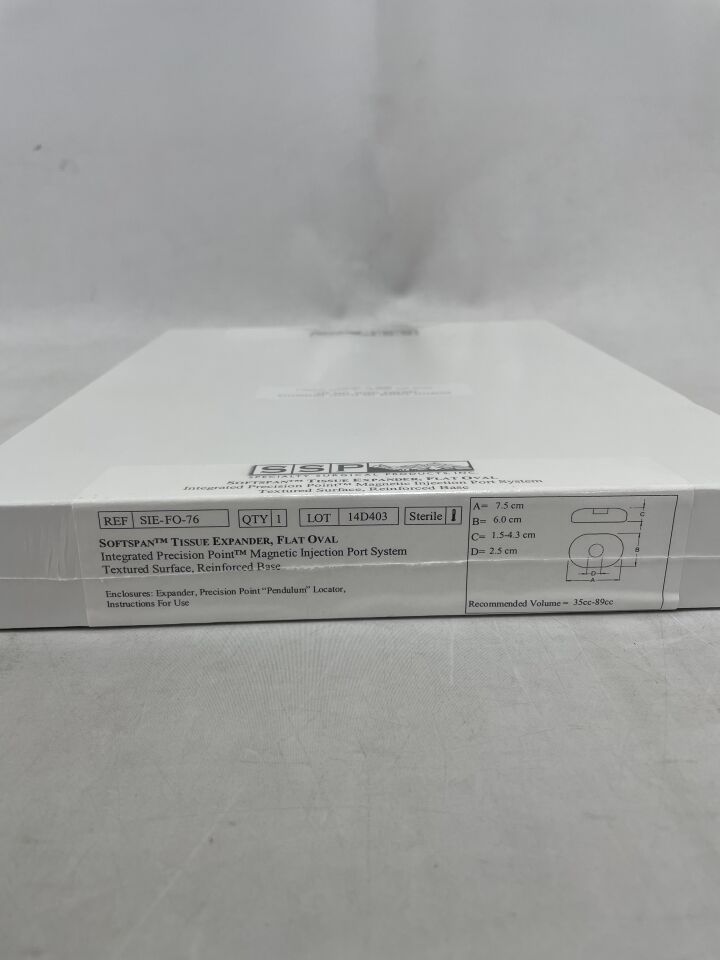 SIE-FO-76 - SPECIALTY SURGICAL PRODUCTS - Softspan Tissue Expander, Flat Oval, Textured Surface, 35-89cc, (BX/1) - ( Expiry Date: 2023-12-03 )