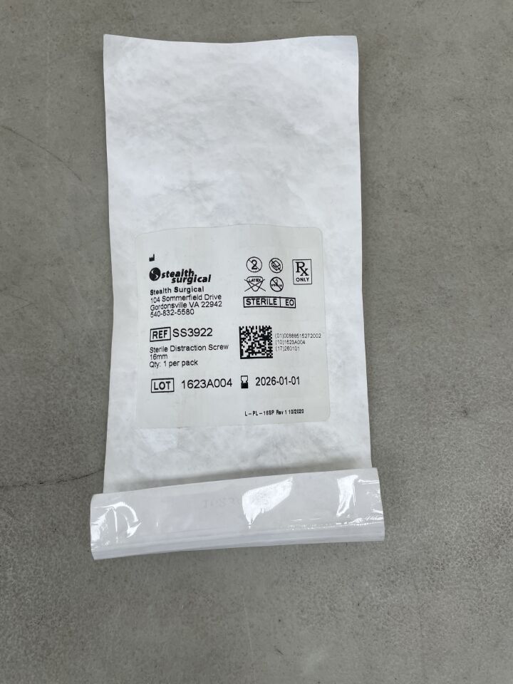 SS3922 - STEALTH SURGICAL - Distraction Screw, 16mm, (EA) - ( Expiry Date: 2026-01-01 )