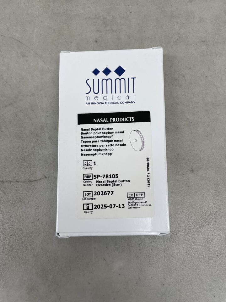 SP-78105 - SUMMIT MEDICAL - Nasal Septal Button, Medium, 5cm, (BX/1) - ( Expiry Date: 2025-07-13 )