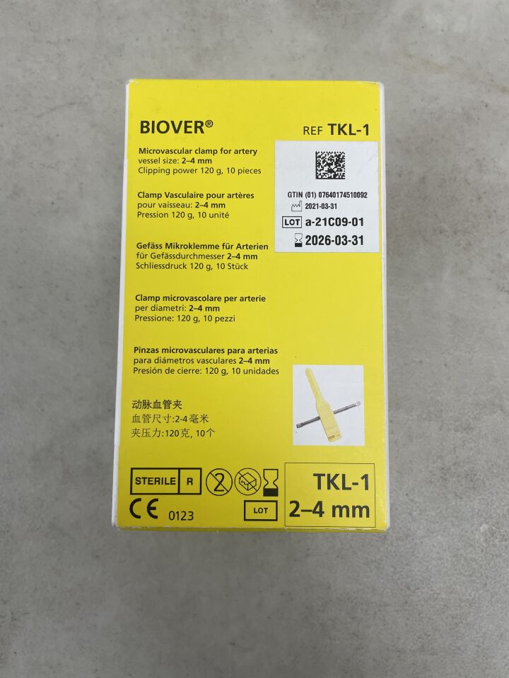TKL-1 - SYNOVIS - Biover Microvascular Clamp, Arterial, Large, Single Clamp, (BX/10) - ( Expiry Date: 2026-03-31 )
