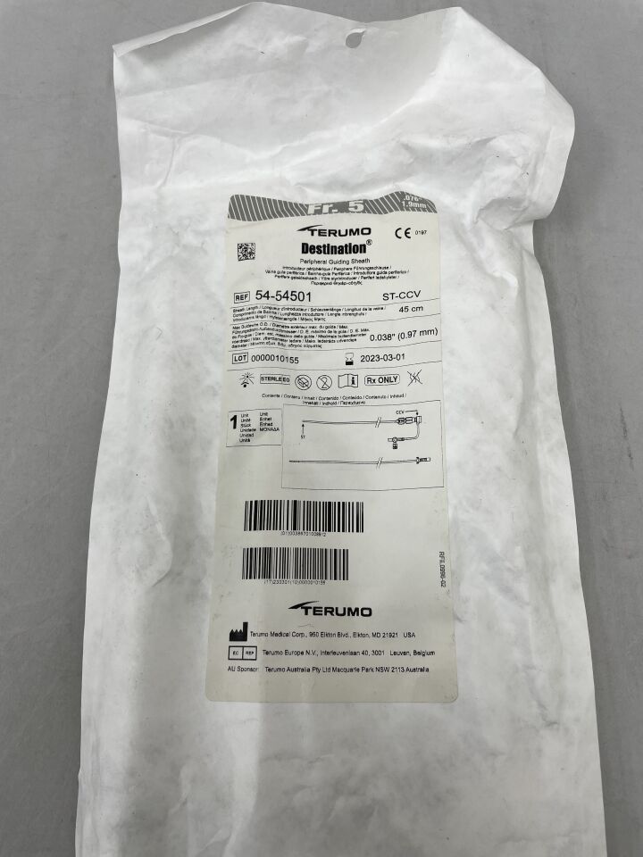 54-54501 - TERUMO - Pinnacle Destination Guiding Sheath 5F x 45cm, Cross-Cut, Straight, (EA) - ( Expiry Date: 2025-03-01 )
