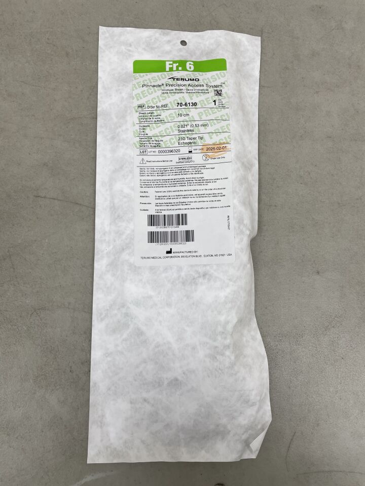 70-6130 - TERUMO - Pinnacle Precision 6F Introducer Sheath, Stainless, Echogenic, (EA) - ( Expiry Date: 2026-02-01 )