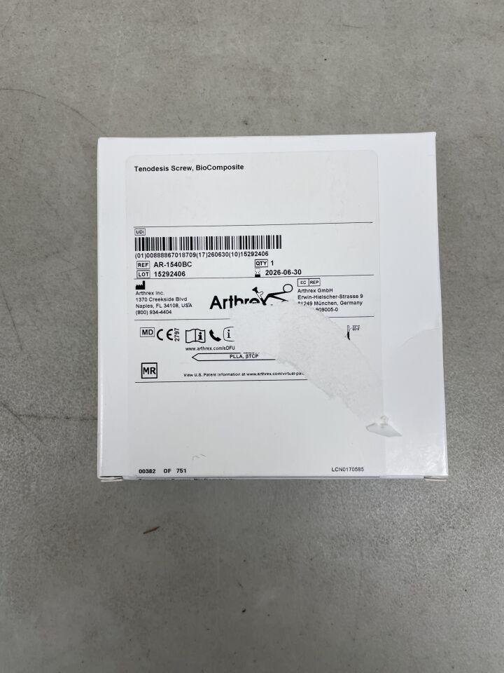 AR-1540BC - ARTHREX - BioComposite Tenodesis Screw: 4mm x 10mm, (BX/1) - ( Expiry Date: 2026-06-30 )