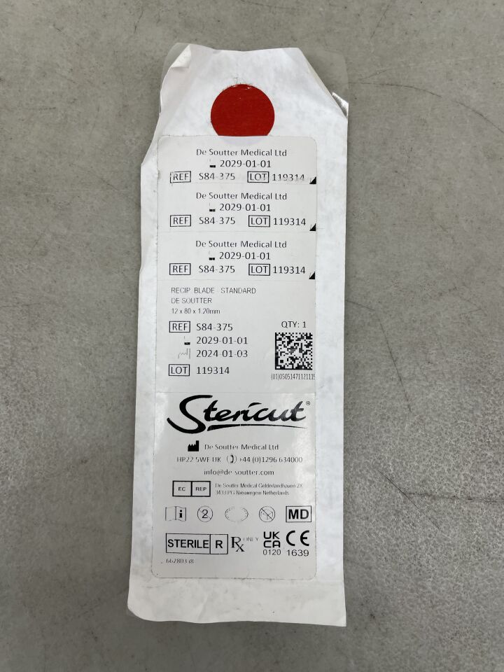 S84-375 - DESOUTTER - Stericut Reciprocating Blade, Standard 12mm x 80mm x 1.27mm, (EA) - ( Expiry Date: 2029-01-01 )