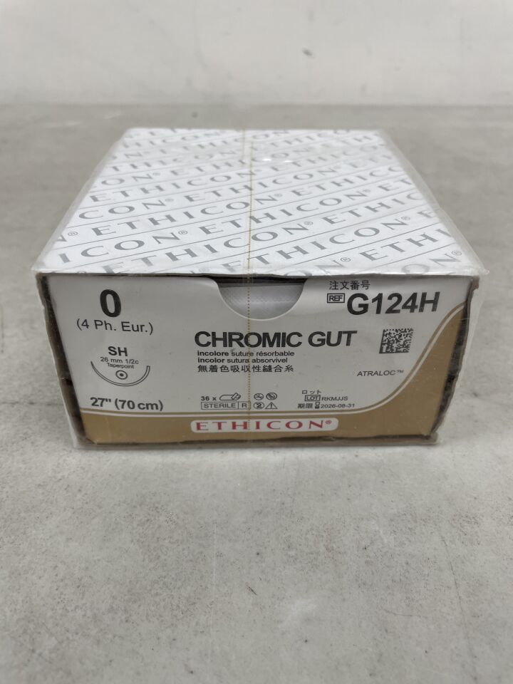 G124H  -  ETHICON  -  Gut Chromic Absorbable Monofilament Suture, Size 0, 27 in. Length, SH Needle , ( BX/36 )  -  ( Expiry Date : 2026-08-31 )