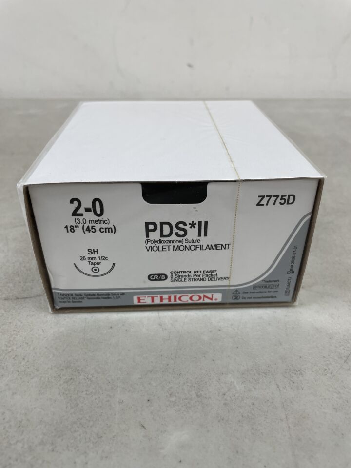 Z775D  -  ETHICON  -  PDS II Absorbable Monofilament Polydioxanone Suture, Size 2-0, 18 in. Length, SH Needle , ( BX/12 )  -  ( Expiry Date : 2026-07-31 )