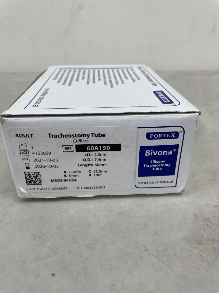 60A150 - SMITHS MEDICAL - Bivona Trach Tube, Uncuffed, 5 mm, (BX/1) - ( Expiry Date: 2026-10-05 )