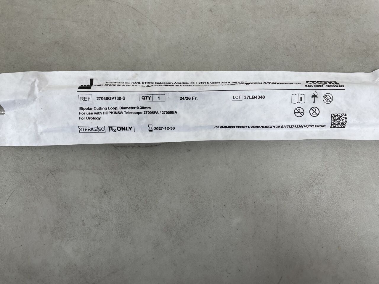 27040GP130-S - STORZ - Bipolar Cutting Loop Electrode, 24/26 Fr Size, 0.3 mm dia. Wire, (EA) - ( Expiry Date: 2027-12-30 )