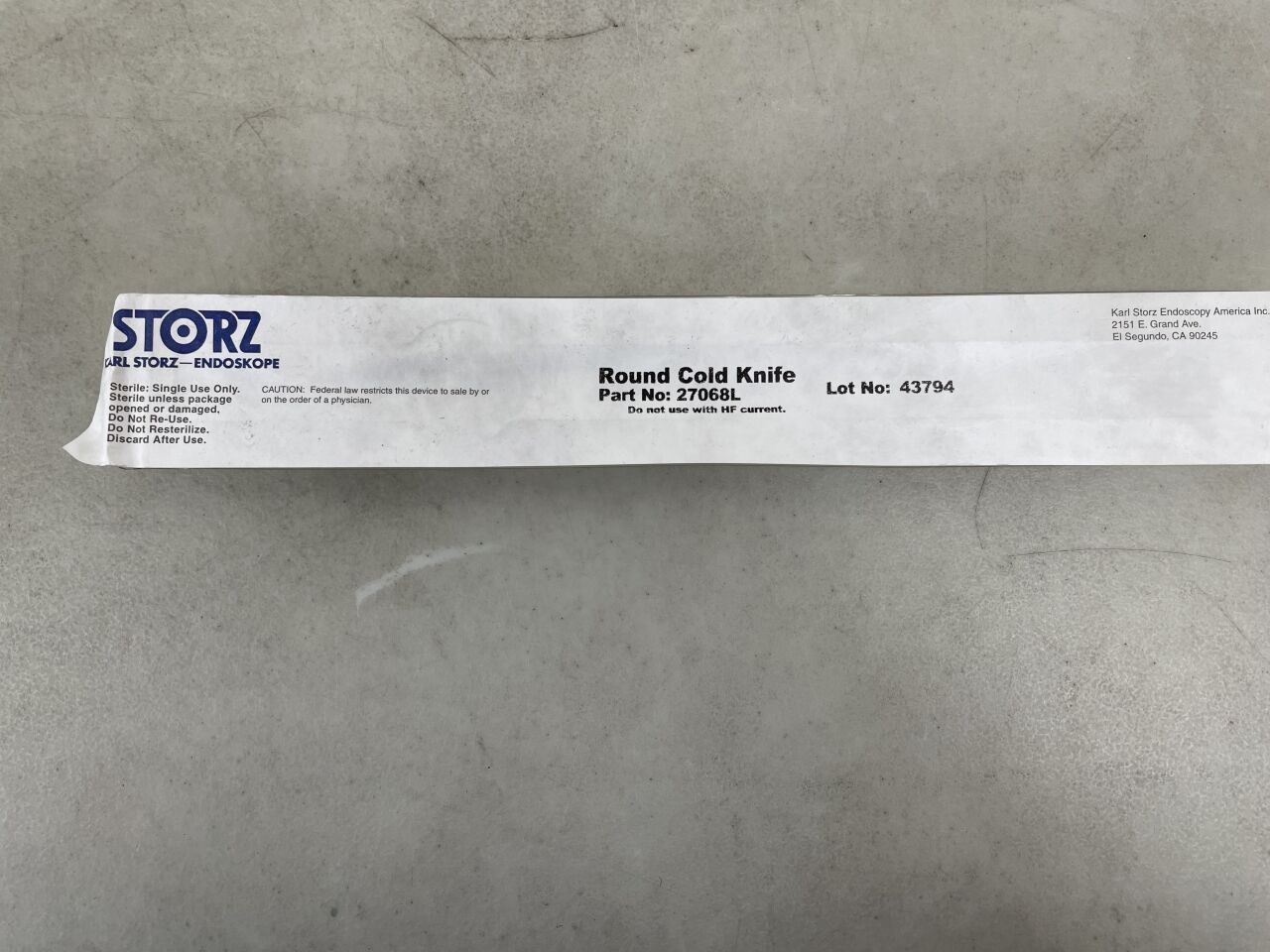 27068L - STORZ - Round Cold Knife, For Urethrotomes, (EA) - ( Expiry Date: 2099-12-31 )