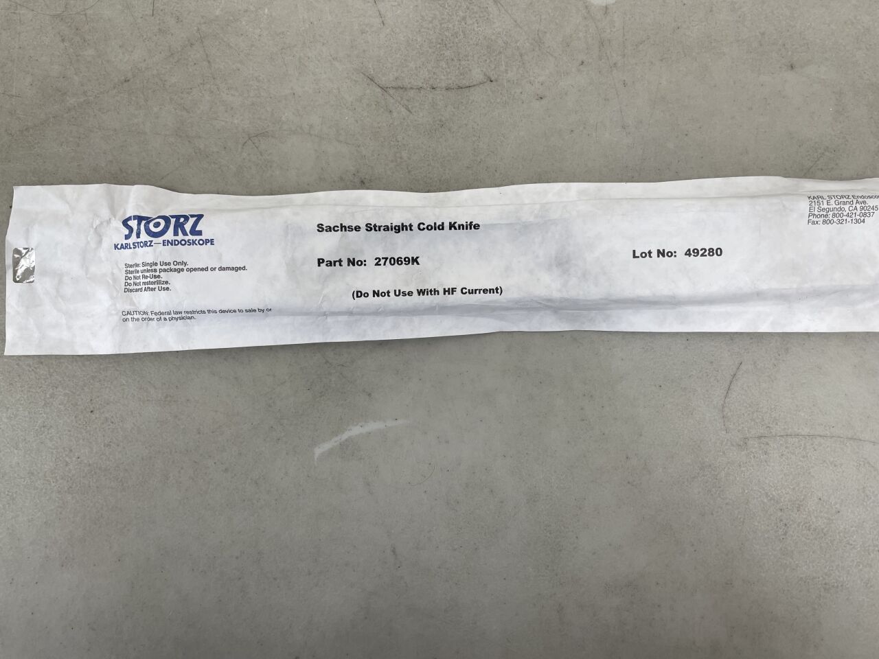 27069K - STORZ - Straight Cold Knife, For Resectoscopes and Urethrotome, (EA) - ( Expiry Date: 2099-12-31 )