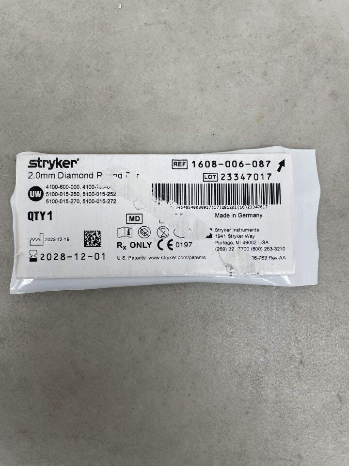 1608-006-087  -  STRYKER  -  Diamond Round Micro Burr, 2 mm Head Diameter, 54 mm Length , ( EA )  -  ( Expiry Date : 2028-12-01 )