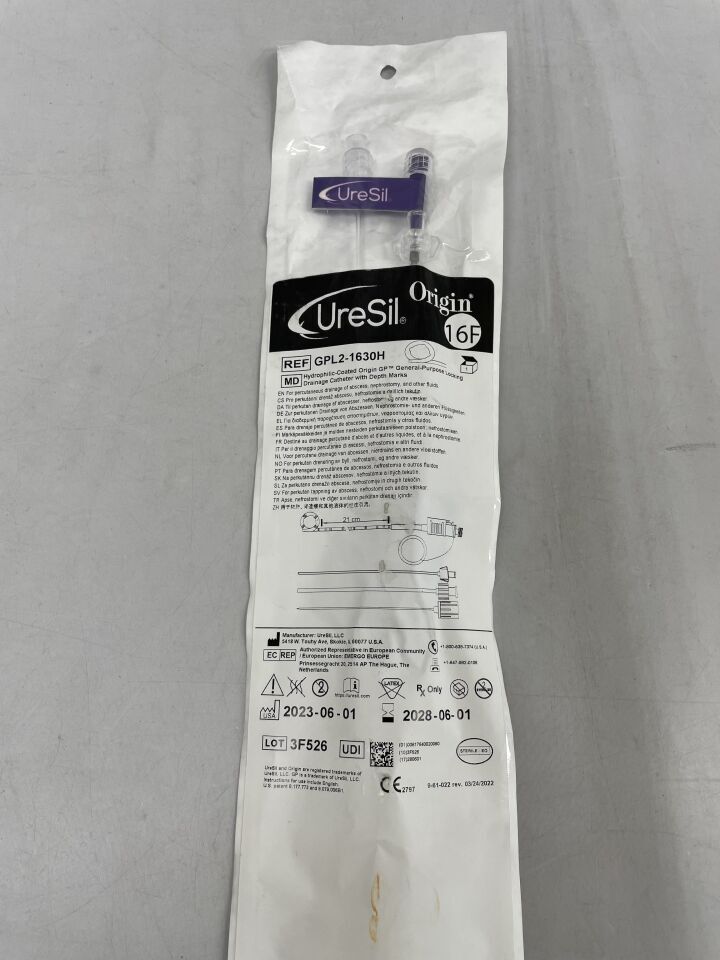 GPL2-1630H - URESIL - origin hydrophilic gp origin locking drainage catheter, 16f x 21cm, (EA) - ( Expiry Date: 2028-06-01 )
