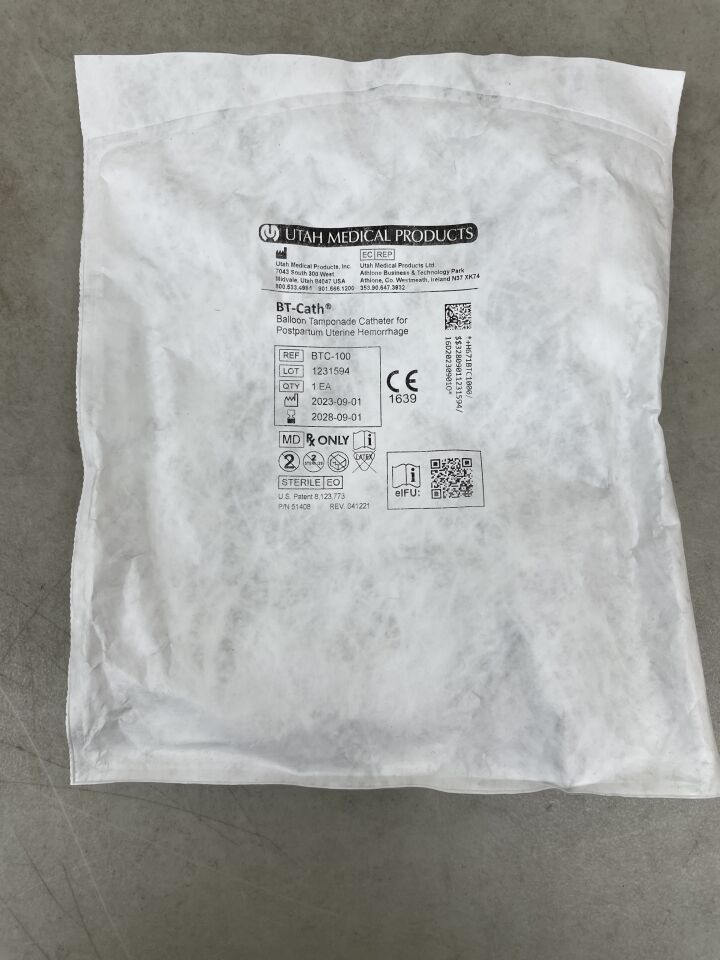BTC-100 - UTAH MEDICAL - Balloon Tamponade Catheter for Postpartum Uterine Hemmorhage, (EA) - ( Expiry Date: 2028-09-01 )