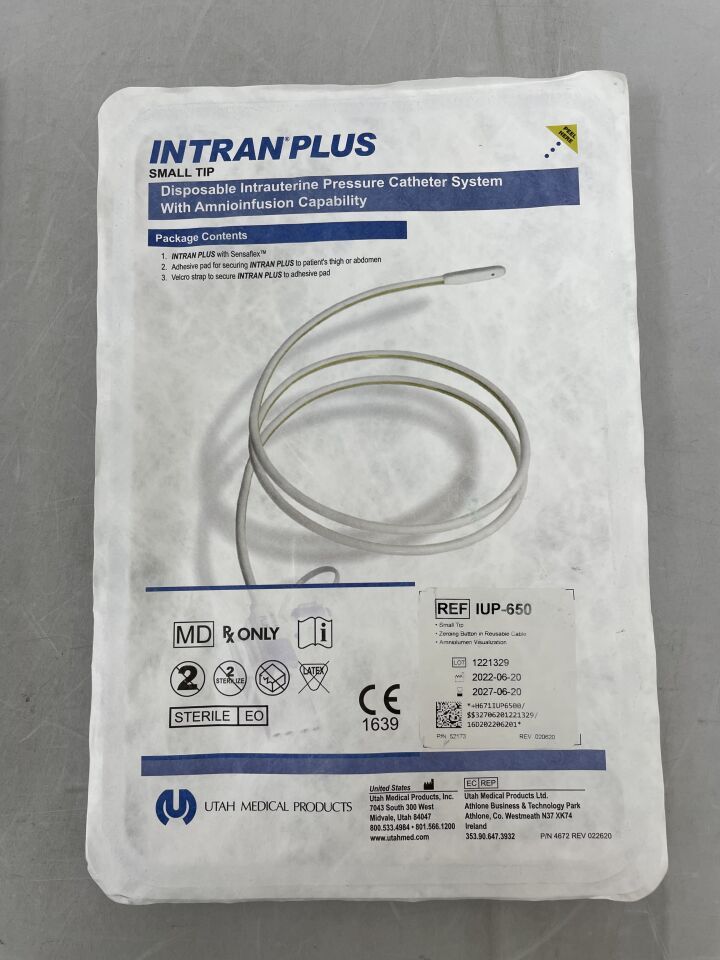 IUP-650 - UTAH MEDICAL - Intran Plus Transducer-Tipped IUPC (Small Tip) Zero w/Switch on Reusable Cable & Amniolumen, 0.19" x 0.25" x 0.90", (EA) - ( Expiry Date: 2027-06-20 )