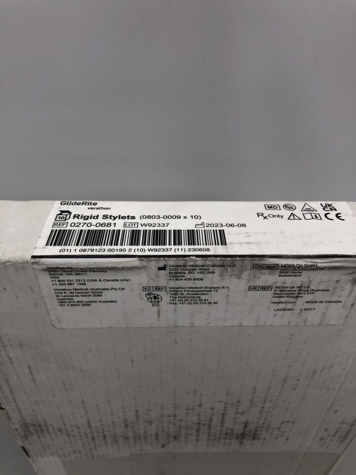 0270-0681 - VERATHON - GlideRite Rigid Stylets, (BX/10) - ( Expiry Date: 2099-01-01 )