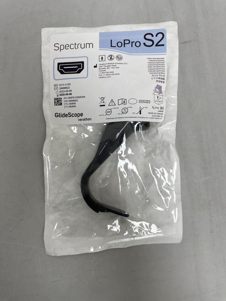 0574-0166 - VERATHON MEDICAL - GlideScope Spectrum Video Laryngoscope LoPro S2 (Hyperangle), (EA) - ( Expiry Date: 2026-09-06 )