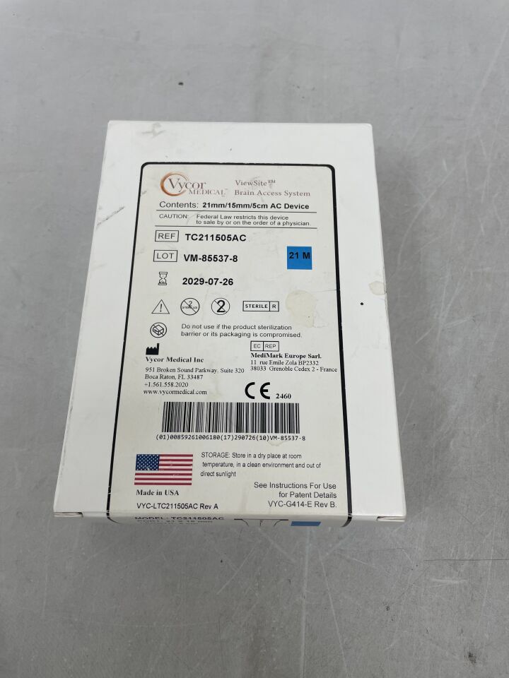 TC211505AC  -  VYCOR MEDICAL  -  ViewSite Brain Access System (VBAS) Device 21mm/15mm/5cm , ( BX/1 )  -  ( Expiry Date : 2029-07-26 )