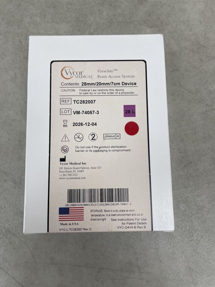 TC282007  -  VYCOR MEDICAL  -  ViewSite Brain Access System (VBAS) Device 28mm/20mm/7cm , ( BX/1 )  -  ( Expiry Date : 2026-12-04 )