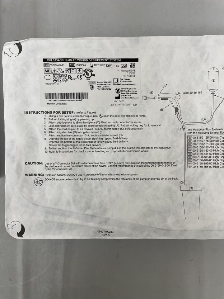 00-5150-476-01  -  ZIMMER  -  PulsaVac Plus AC Fan Spray Kit , ( EA )  -  ( Expiry Date : 2027-10-22 )