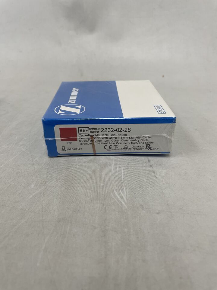 2232-02-28  -  ZIMMER  -  Cable-Ready Cobalt-Chrome Cerclage Cable with Crimp, 1.8mm x 36 in , ( BX/1 )  -  ( Expiry Date : 2028-02-29 )
