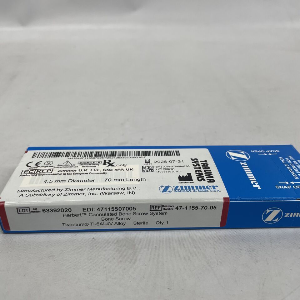 47-1155-70-05  -  ZIMMER  -  Herbert Cannulated Bone Screw System, 4.5mm diameter, 70mm length , ( BX/1 )  -  ( Expiry Date : 2026-07-31 )