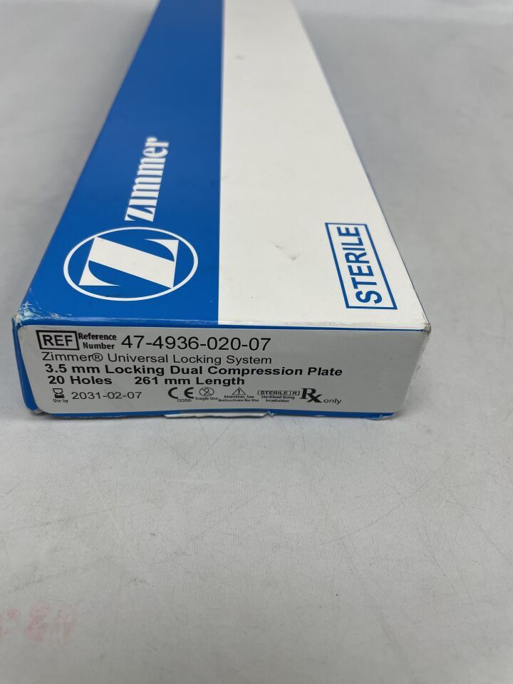 47-4936-020-07  -  ZIMMER  -  3.5mm Locking Dual Compression Plate, 20 Hole , ( BX/1 )  -  ( Expiry Date : 2031-02-07 )