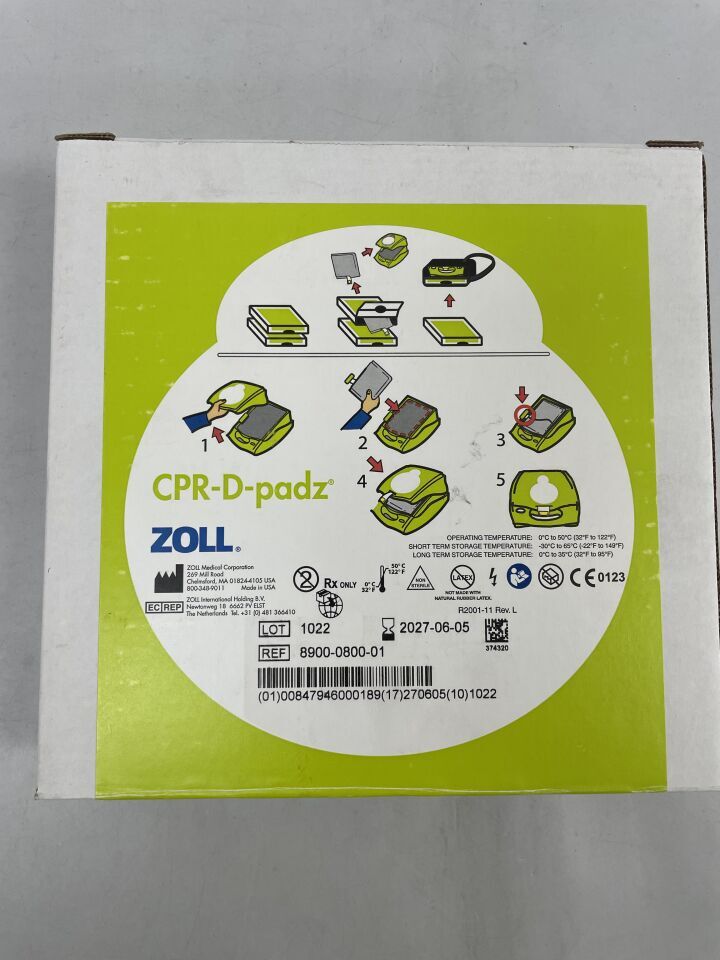 8900-0800-01 - ZOLL - cpr-d-padz one-piece electrode pad, (BX/1) - ( Expiry Date: 2027-06-05 )