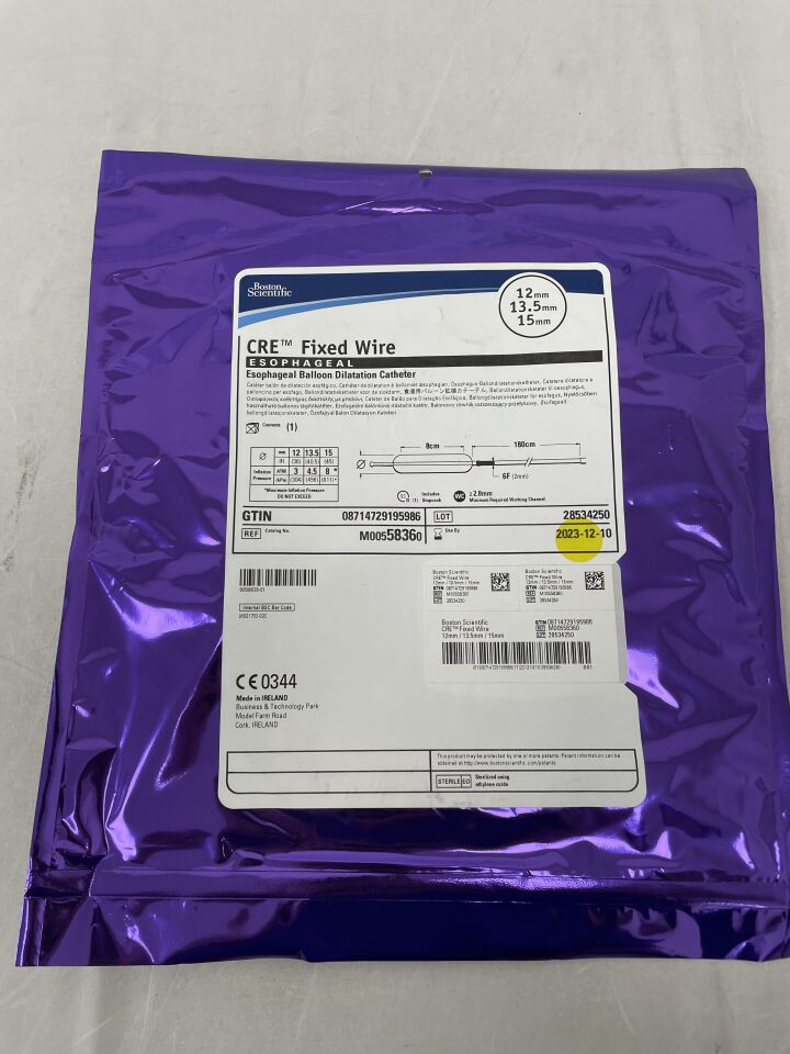 5836 - BOSTON SCIENTIFIC - CRE Fixed Wire Balloon Dilatation Catheter - Esophageal - 12mm x 13.5mm x 15mm, (EA) - ( Expiry Date: 2025-08-13 )