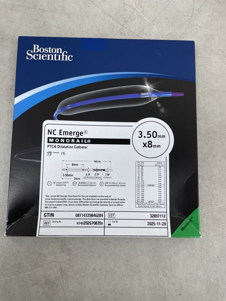 392670835 - BOSTON SCIENTIFIC - NC Emerge Monorail PTCA Dilatation Catheter - 3.50mm x 8mm, (BX/1) - ( Expiry Date: 2025-11-06 )