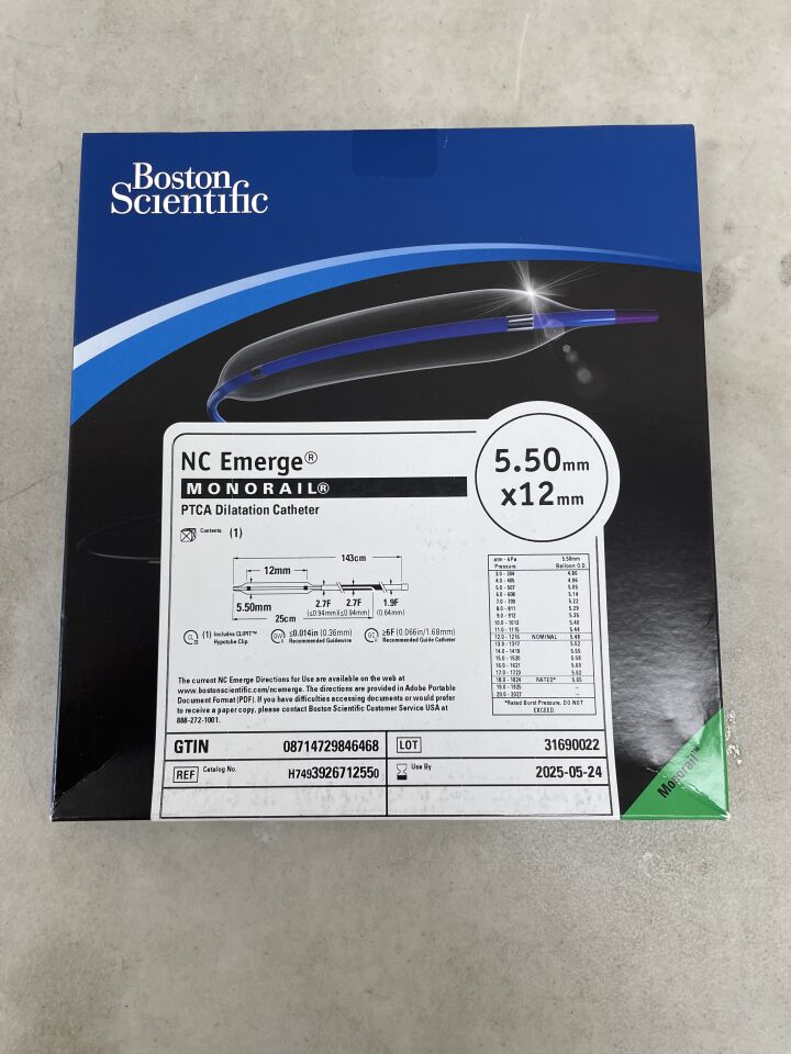 392671255 - BOSTON SCIENTIFIC - NC Emerge Monorail PTCA Dilatation Catheter - 5.50mm x 12mm, (BX/1) - ( Expiry Date: 2025-05-24 )