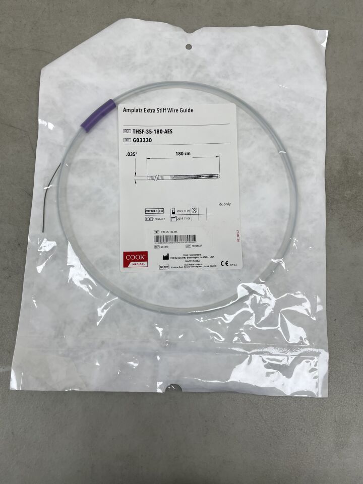 G03330 - COOK - Amplatz Extra Stiff Wire Guide - .035" x 180cm, (EA) - ( Expiry Date: 2024-11-04 )