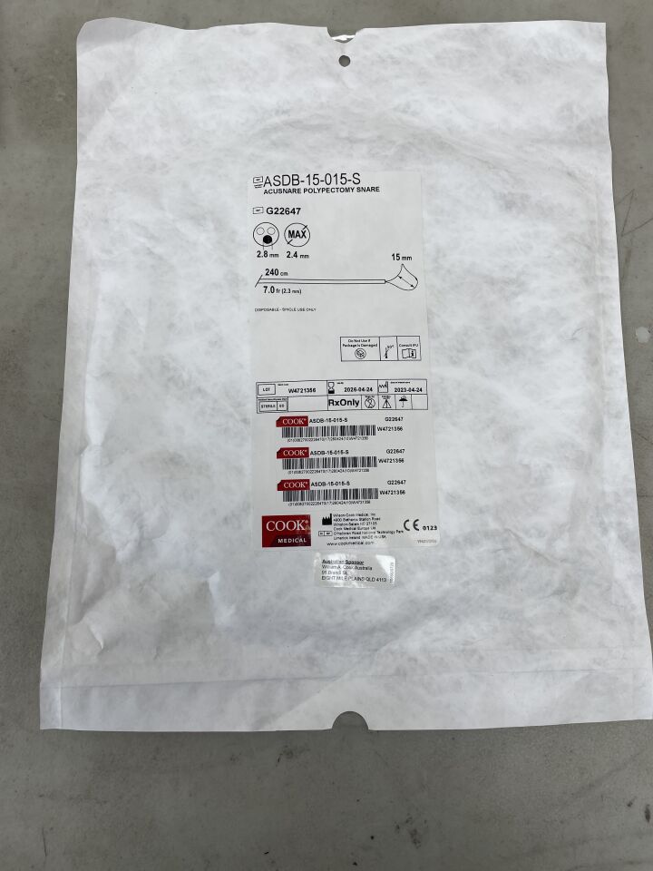 G22647 - COOK - AcuSnare Polypectomy Duck-Bill Snare, 1.5 cm Size, 7 Fr Sheath Size, (EA) - ( Expiry Date: 2026-04-06 )