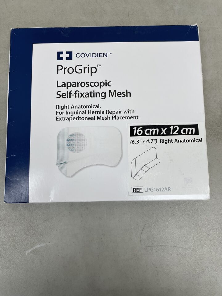 LPG1612AR - COVIDIEN - ProGrip Laparoscopic Self-Fixating Mesh Right Anatomical 16cm x 12cm, (BX/1) - ( Expiry Date: 2026-02-28 )