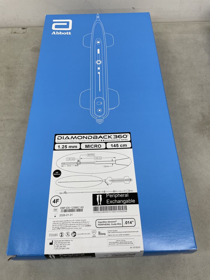 DBP-EX-125MIC145 - CSI - ABBOTT Diamondback 360 Peripheral Orbital Atherectomy System - Exchangeable Series - Micro Crown - 1.25mm x 145cm, (BX/1) - ( Expiry Date: 2026-01-31 )
