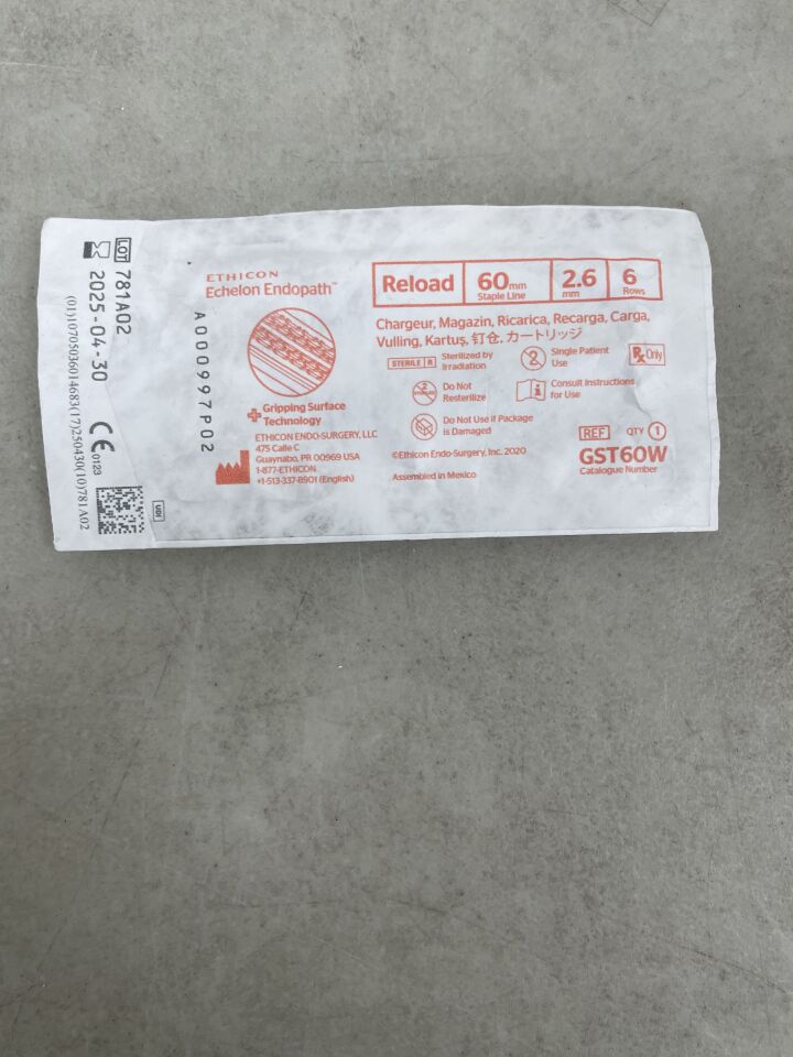 GST60W - ETHICON - Echelon Endopath Stapler Reload with Gripping Surface Technology, White, 2.6 Open x 1 mm Closed Height, (EA) - ( Expiry Date: 2025-04-30 )