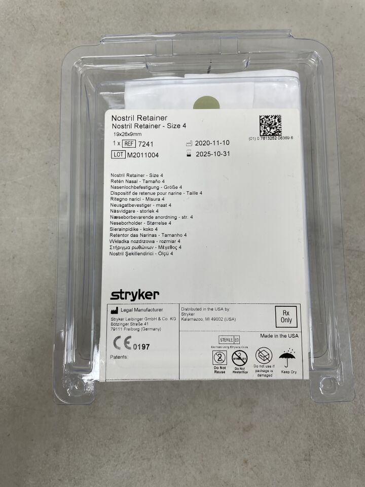 7241 - STRYKER - Nostril Retainer, Symmetric Straight Wings, 19mm x 26mm x 9mm, Size 4, (EA) - ( Expiry Date: 2025-10-31 )