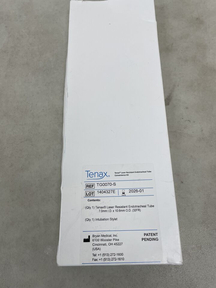 TG0070-S - TENAX - TENAX Laser resistant endotracheal tube convenience kit, 7mm inner X 10.6 outer diameters, (BX/1) - ( Expiry Date: 2026-01-01 )