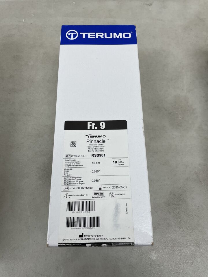 RSS901 - TERUMO - Pinnacle Peripheral Introducer Sheath with 0.035" Mini-Wire 9F x 10cm, (BX/10) - ( Expiry Date: 2025-05-01 )