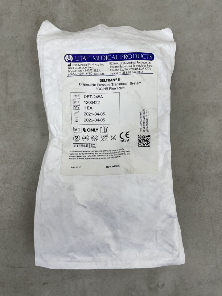 DPT-248A - UTAH MEDICAL - Deltran Disposable Pressure Transducer System, Single-Line Pole Mount Set, 48" Line with Macro Drip Chamber, (EA) - ( Expiry Date: 2026-04-05 )