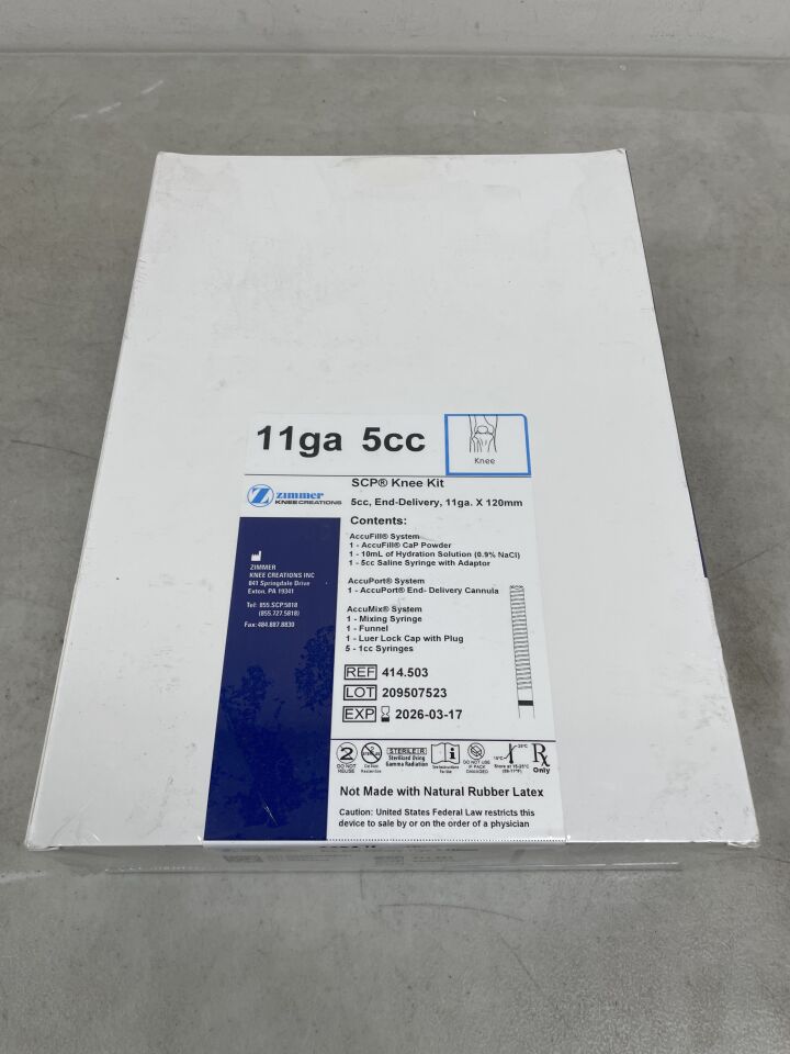 414.503 - ZIMMER - SCP Knee Kit, 5cc, 11G X 120mm, (BX/1) - ( Expiry Date: 2026-03-17 )
