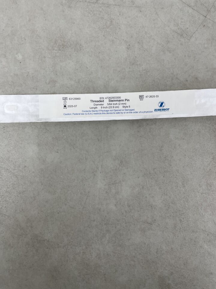 47-2620-33 - ZIMMER - threaded steinmann pin 5/64 inch 2mm, (EA) - ( Expiry Date: 2025-07-01 )