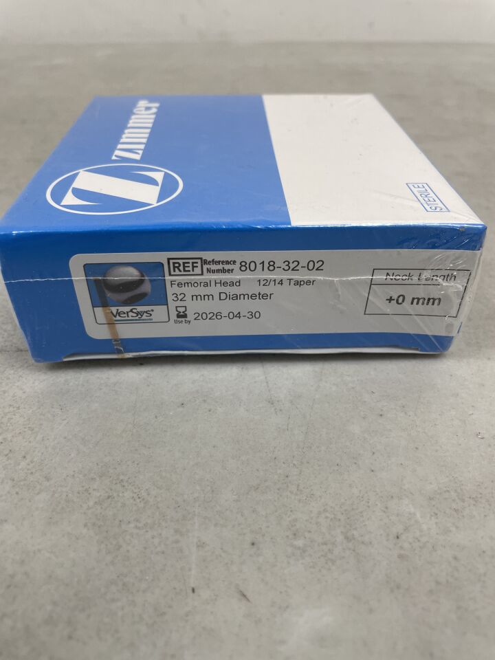 8018-32-02 - ZIMMER - VerSys Hip System 12/14 Femoral Head: 32mm Diameter / 0mm Neck Length, (BX/1) - ( Expiry Date: 2026-04-30 )