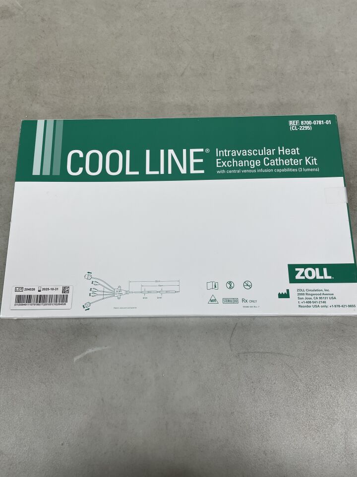 8700-0781-01 - ZOLL - CoolLine Intravascular Heat Exchange Catheter Kit- w/ Central Venous Infusion Capabilities (3 lumens) - 9.3Fr, (BX/1) - ( Expiry Date: 2025-10-31 )