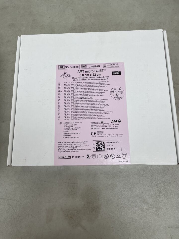 MGJ-1408-22-I - AMT - Micro G-Jet Low Profile Transgastric-Jejunal Feeding Device  ENFit, 14FR x 0.8 cm x 22 cm, (BX/1) - ( Expiry Date: 2025-10-01 )