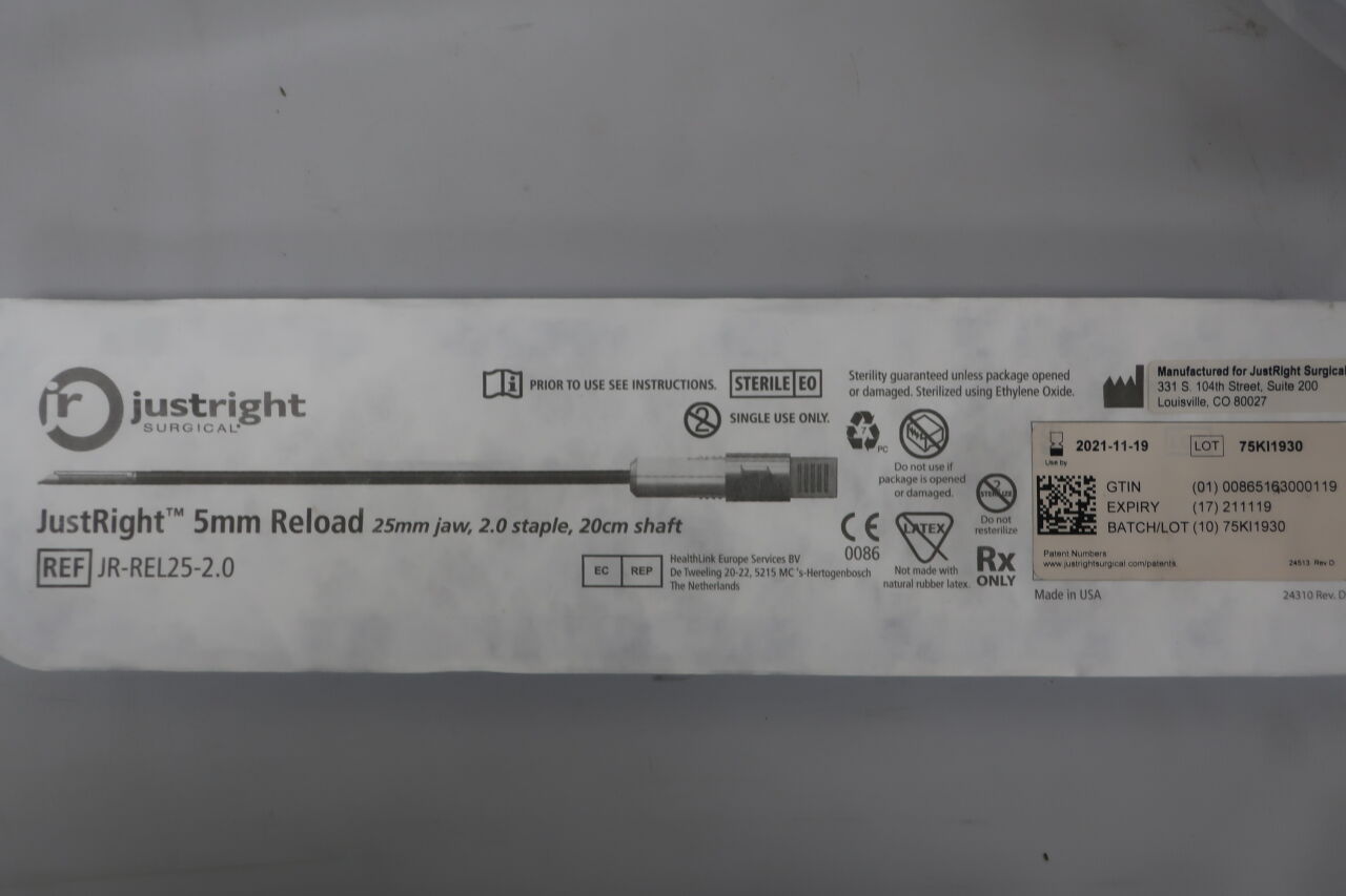 JR-REL25-2.0 - BOLDER SURGICAL - JustRight Surgical Stapler Reload 5 mm Shaft Diameter, 20 cm Shaft Length, (EA) - ( Expiry Date: 2022-12-02 )