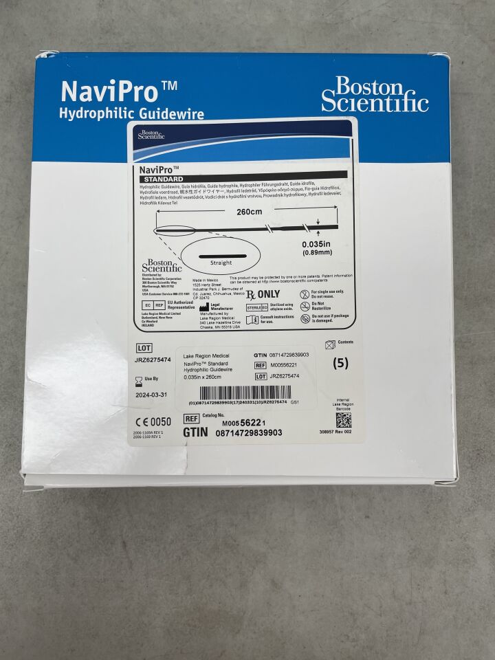 5622 - BOSTON SCIENTIFIC - NaviPro Hydrophilic Guidewire, Standard, Straight, 0.035" x 260cm, (BX/5) - ( Expiry Date: 2024-03-31 )