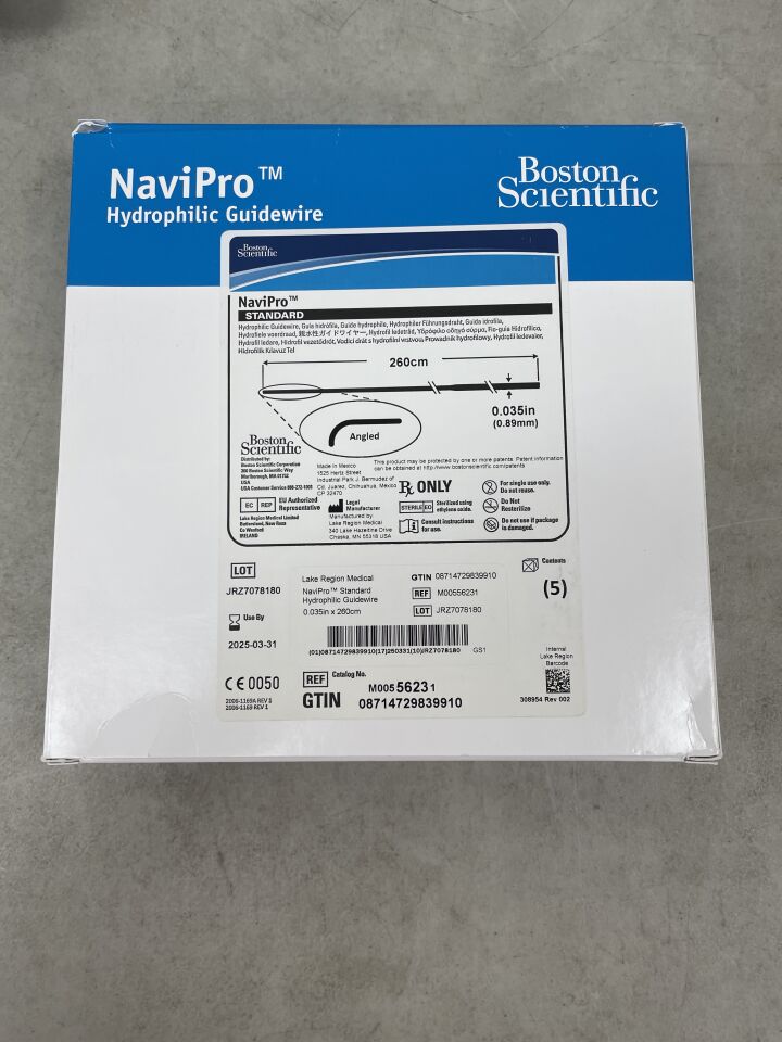 5623 - BOSTON SCIENTIFIC - NaviPro Hydrophilic Guidewire, Standard, Angled Tip, 0.035" x 260cm, (BX/5) - ( Expiry Date: 2025-03-31 )